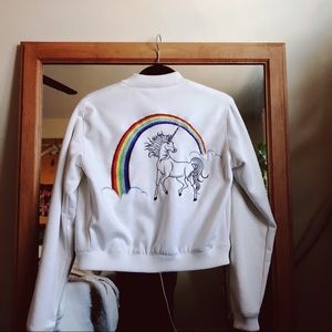 White Unicorn Bomber Rollerskate Jacket vintage